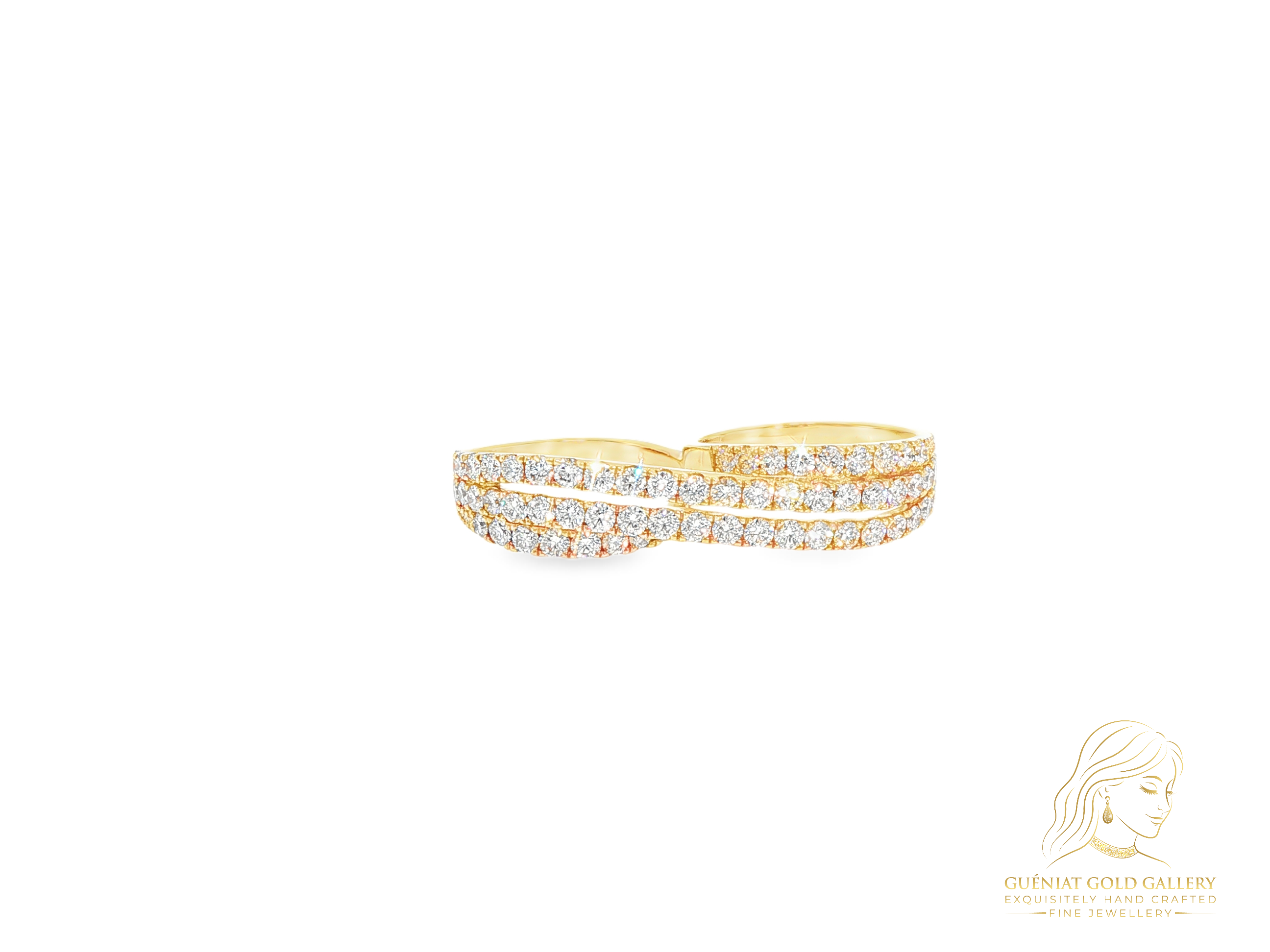 Collection Jumelle - Imperial Two finger ring in 18ct yellow gold and natural diamonds