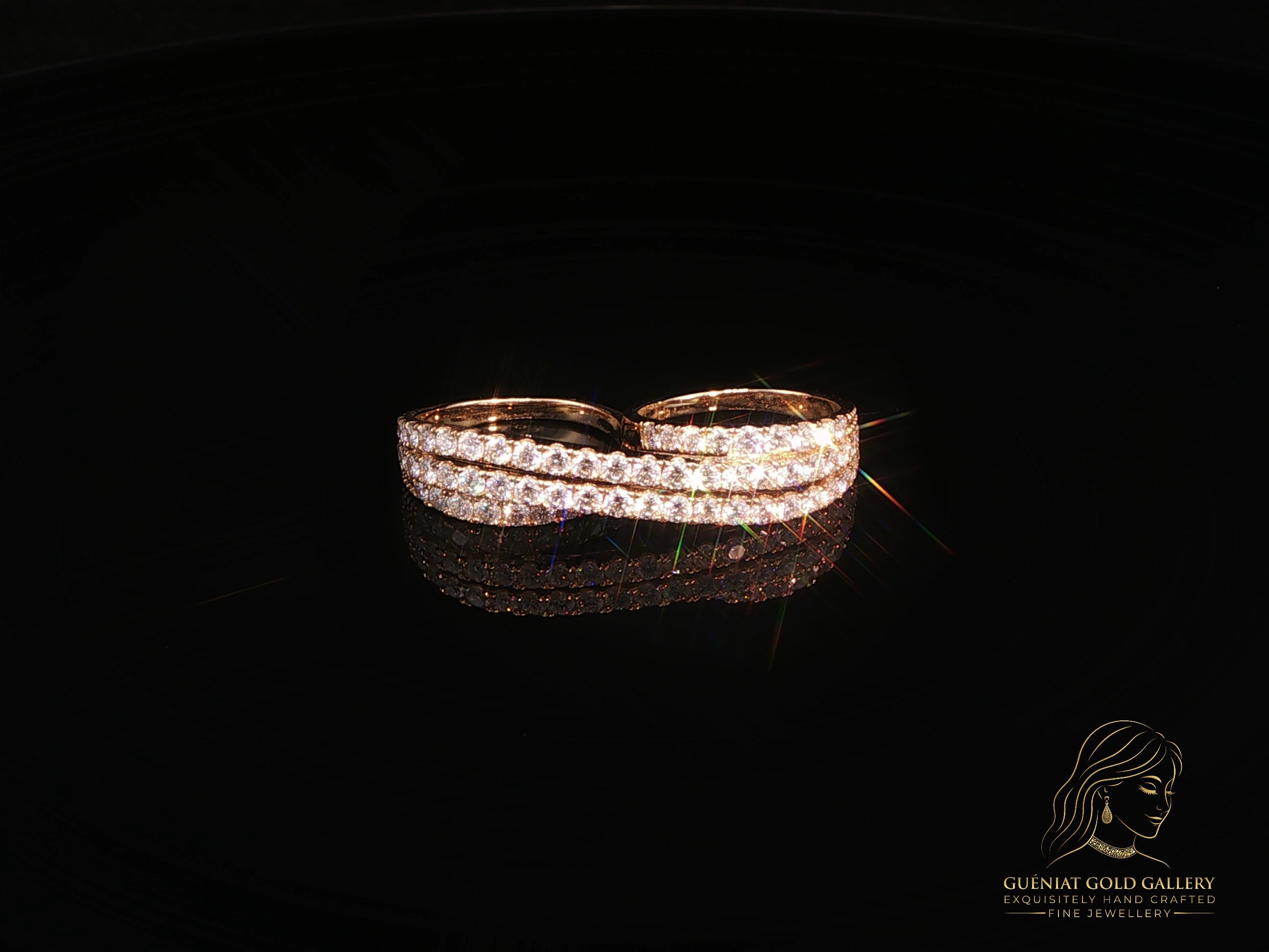 Collection Jumelle - Imperial Two finger ring in 18ct yellow gold and natural diamonds