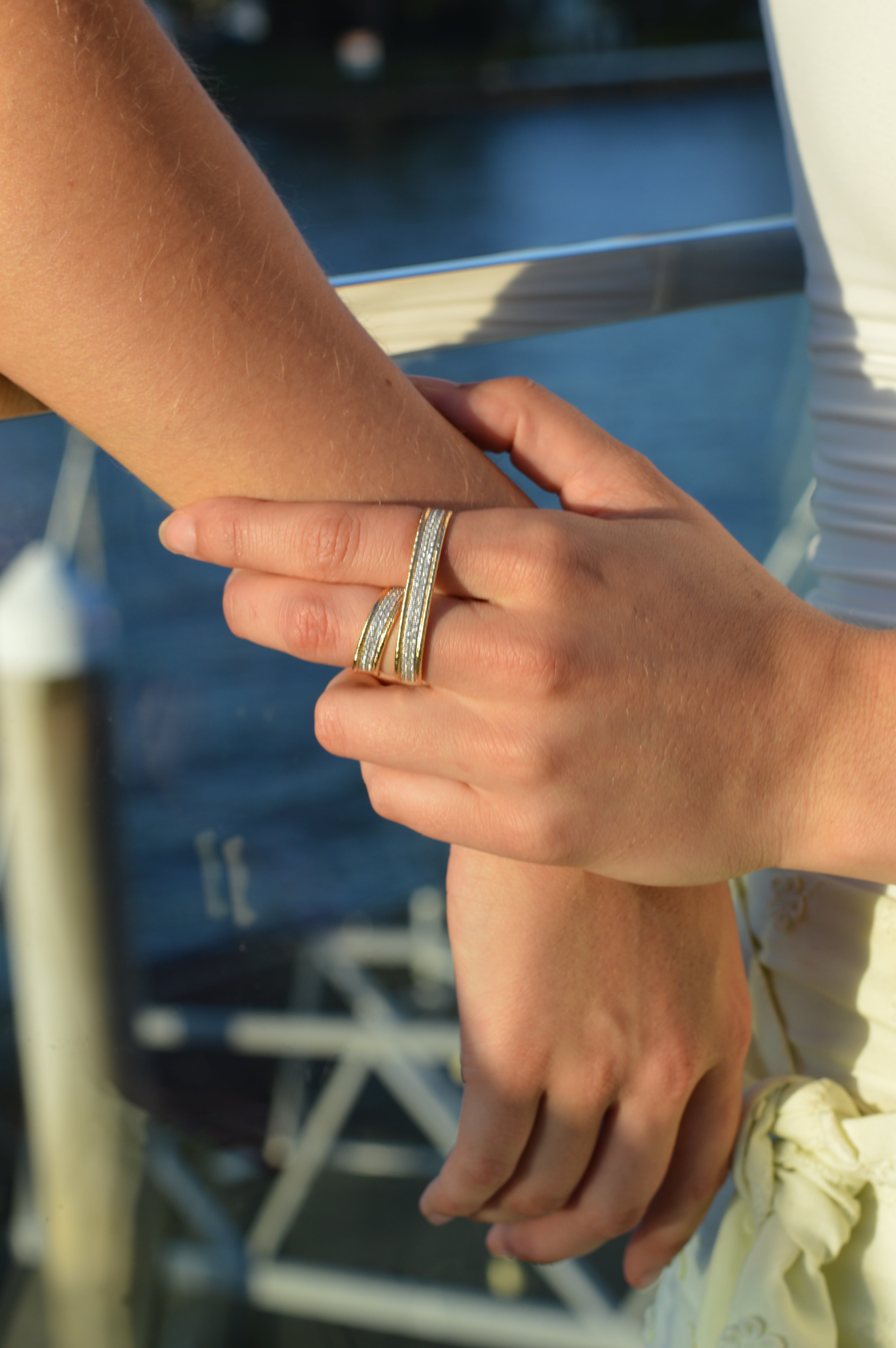 Collection Jumelle - Opulence Double slider ring in 18ct yellow gold and natural diamonds