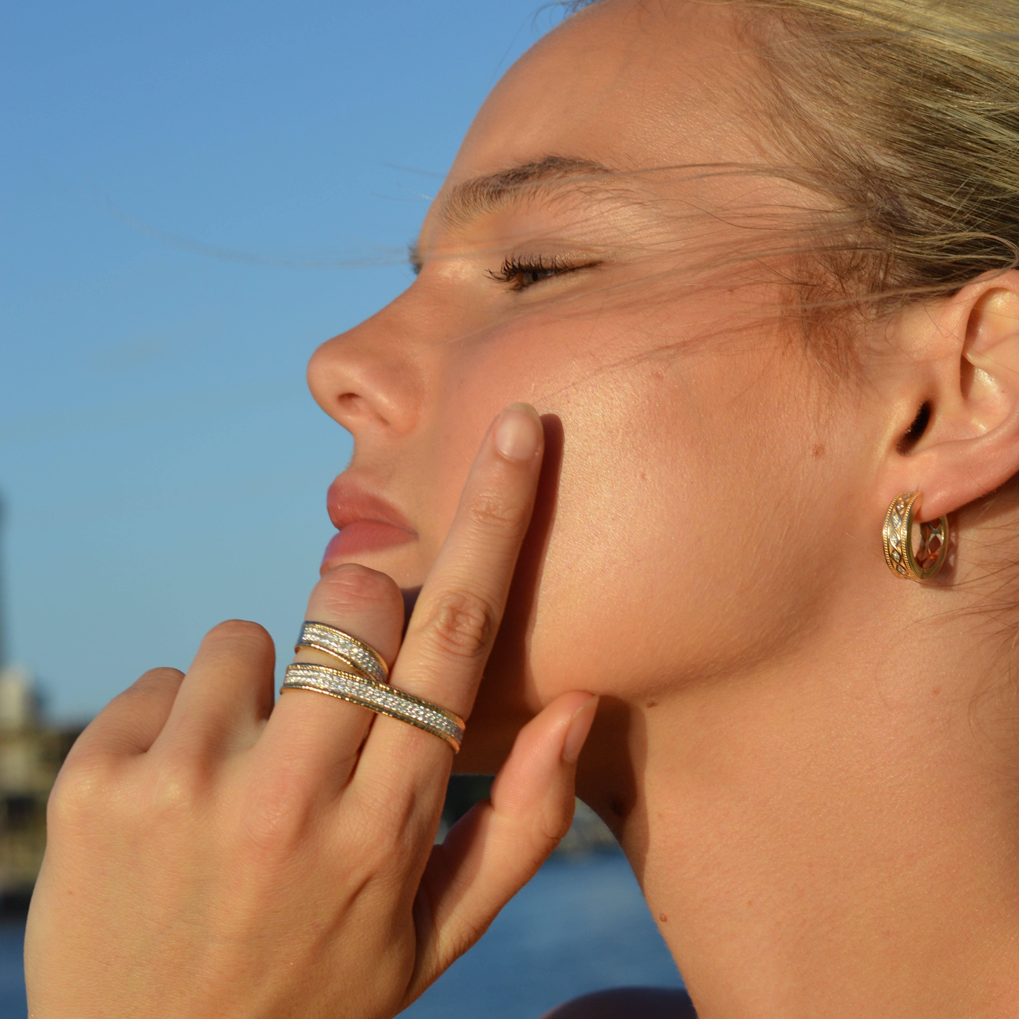 Collection Jumelle - Opulence Double slider ring in 18ct yellow gold and natural diamonds