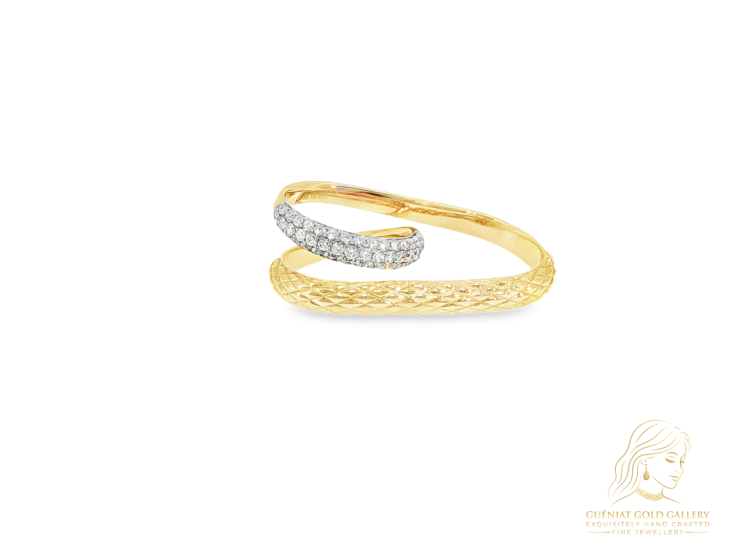 Collection Jumelle - Royal Two finger ring in 18ct yellow gold and natural diamonds