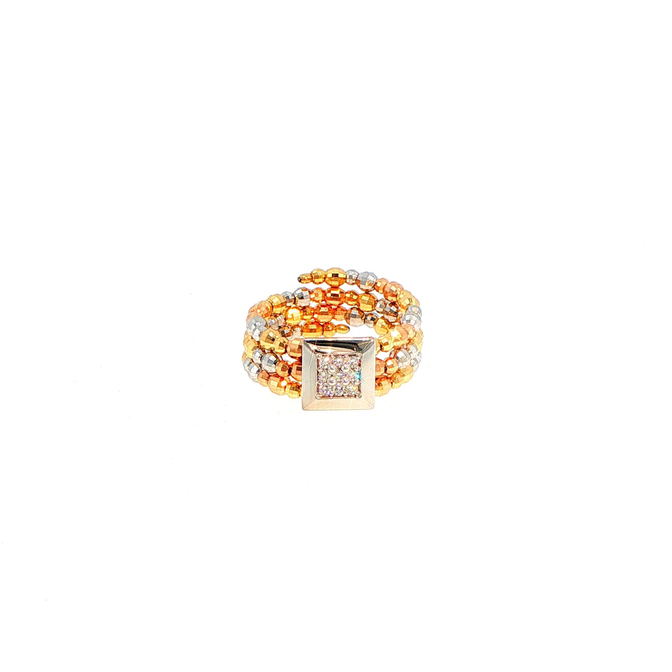 La Spirale Ring in 18ct Tri Tone Yellow, White & Rose Gold.