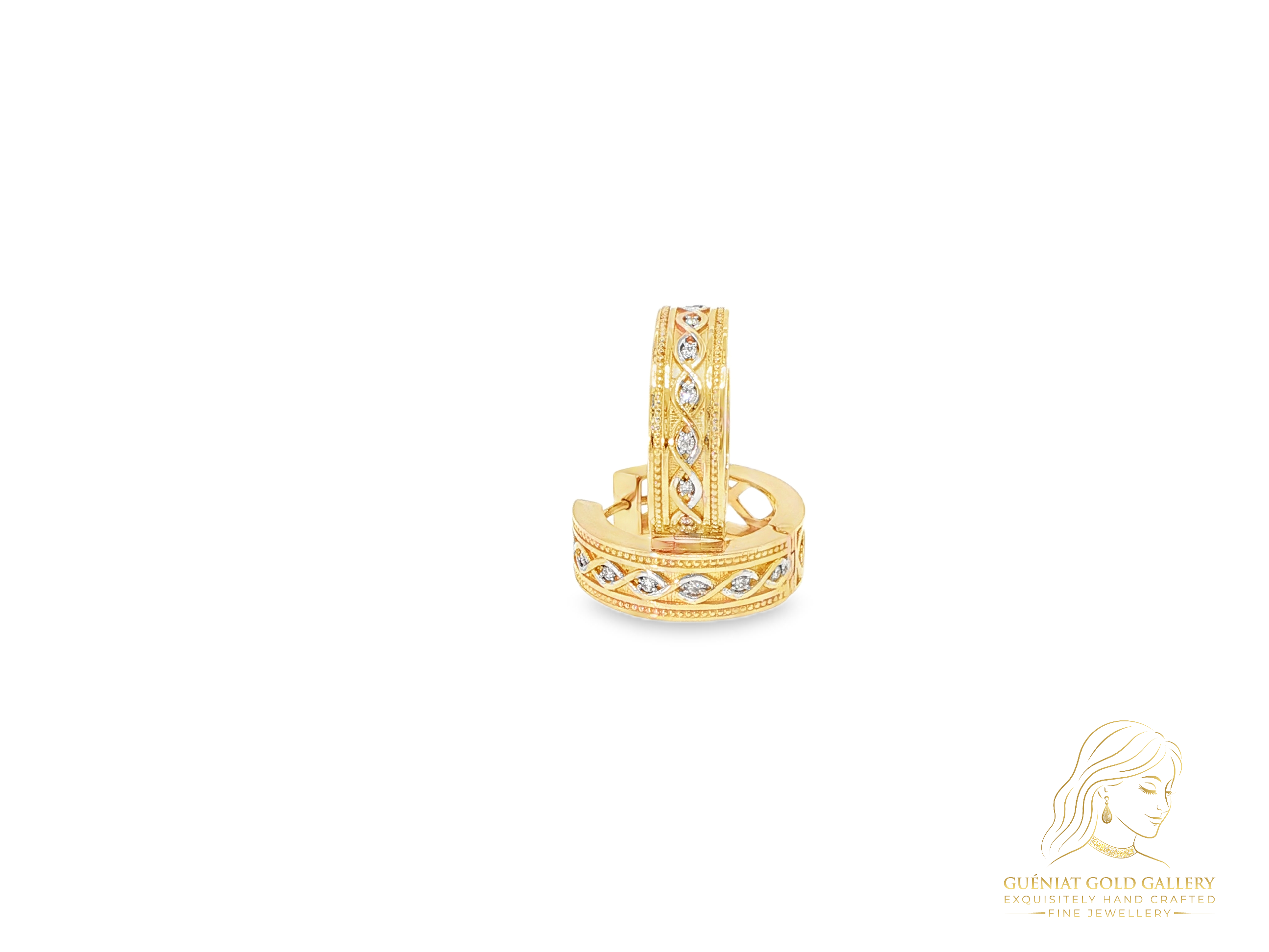 Infinity Lignee Hoop Earrings in 18ct Yellow Gold & Natural Diamonds (customisable).