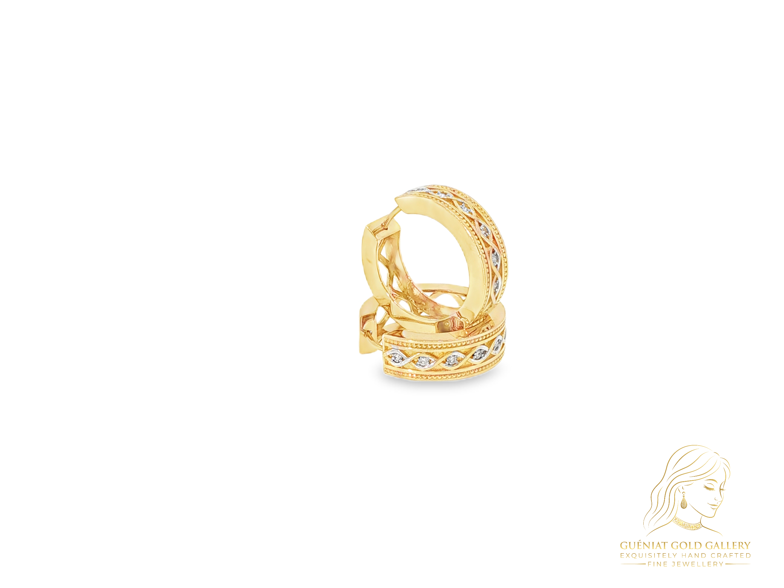 Infinity Lignee Hoop Earrings in 18ct Yellow Gold & Natural Diamonds (customisable).