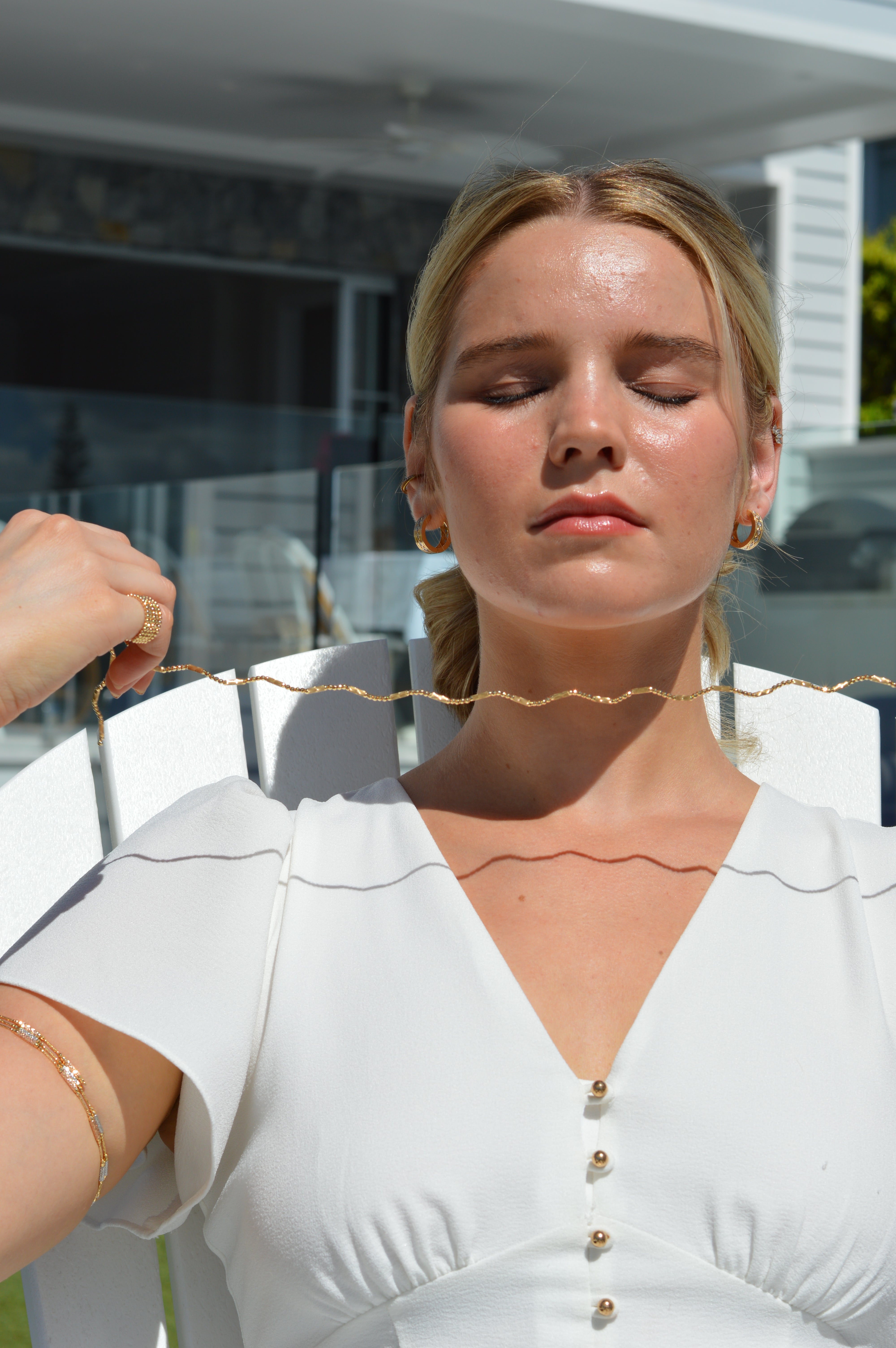 Flexi Magnetique beaded wave necklace in 18ct yellow gold