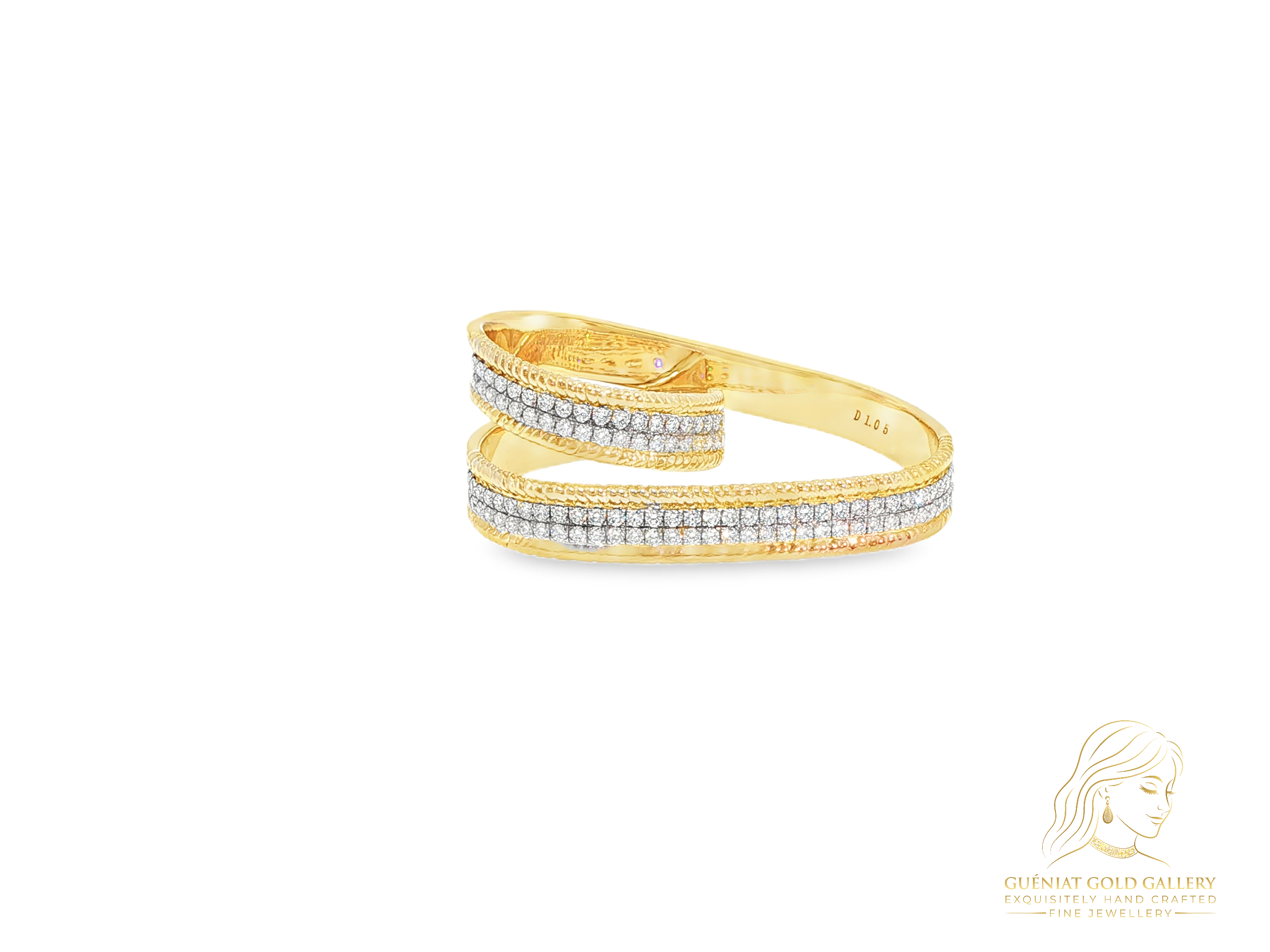 Collection Jumelle - Opulence  Double slider ring in 18ct yellow gold and natural diamonds