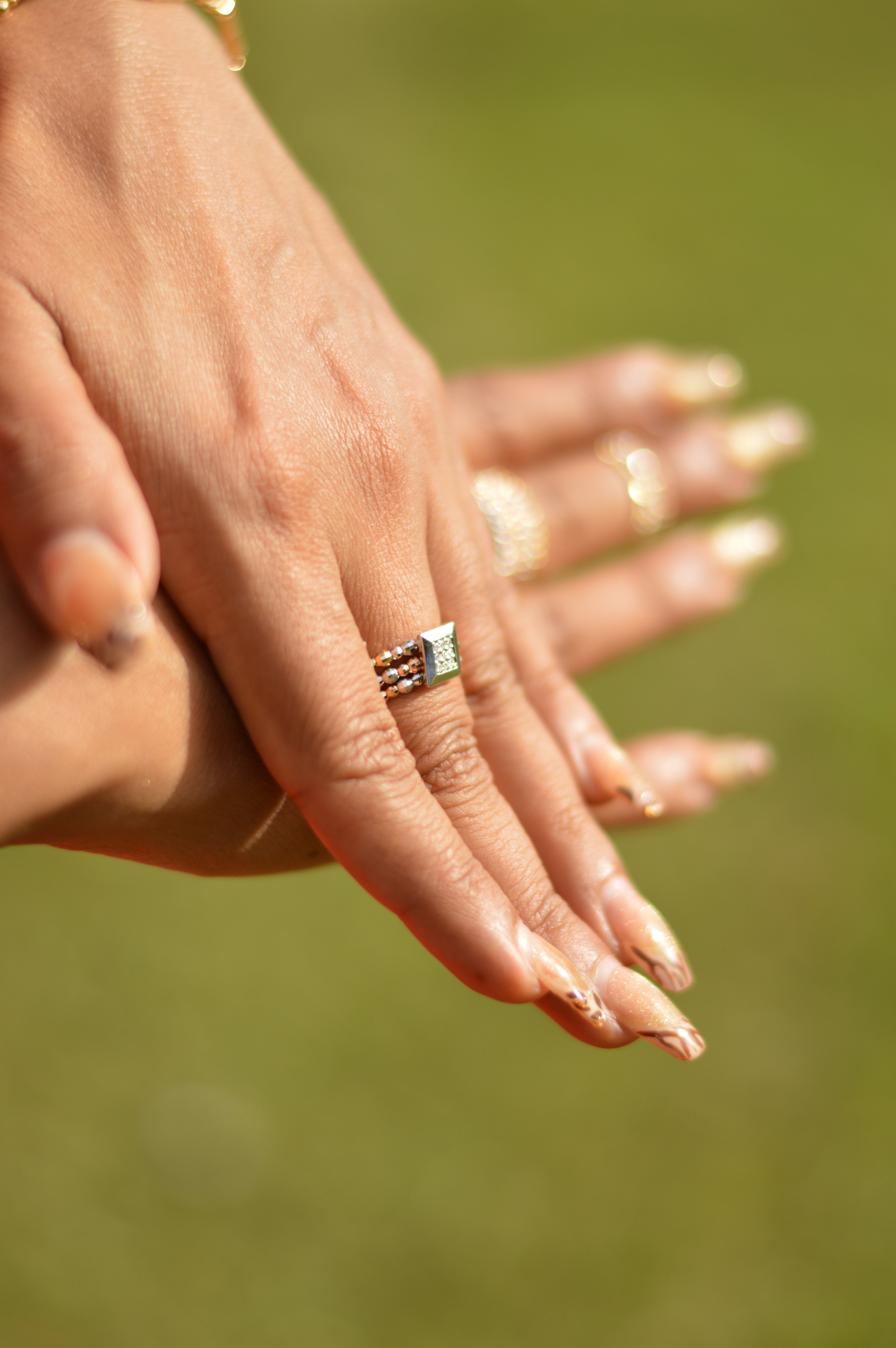 La Spirale Ring in 18ct Tri Tone Yellow, White & Rose Gold.
