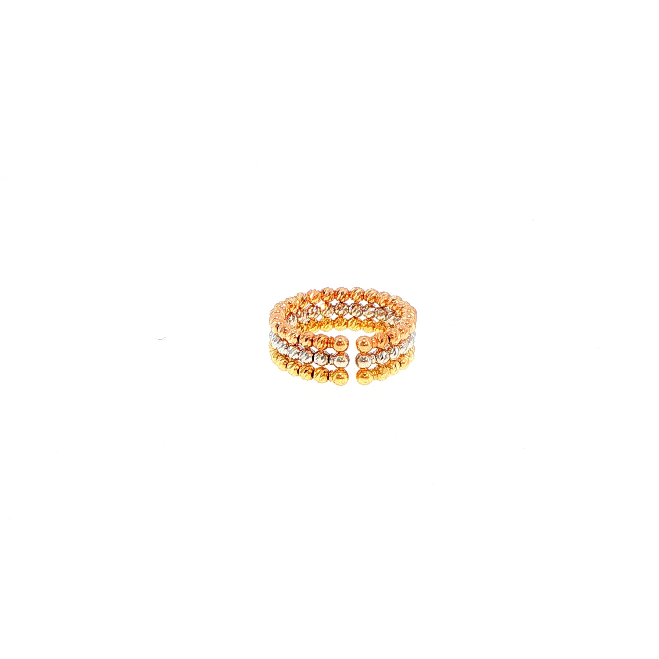 Flexi Magique Perlee Open Back Knuckle Ring in 18ct Yellow, White & Rose Gold (flexi fit).