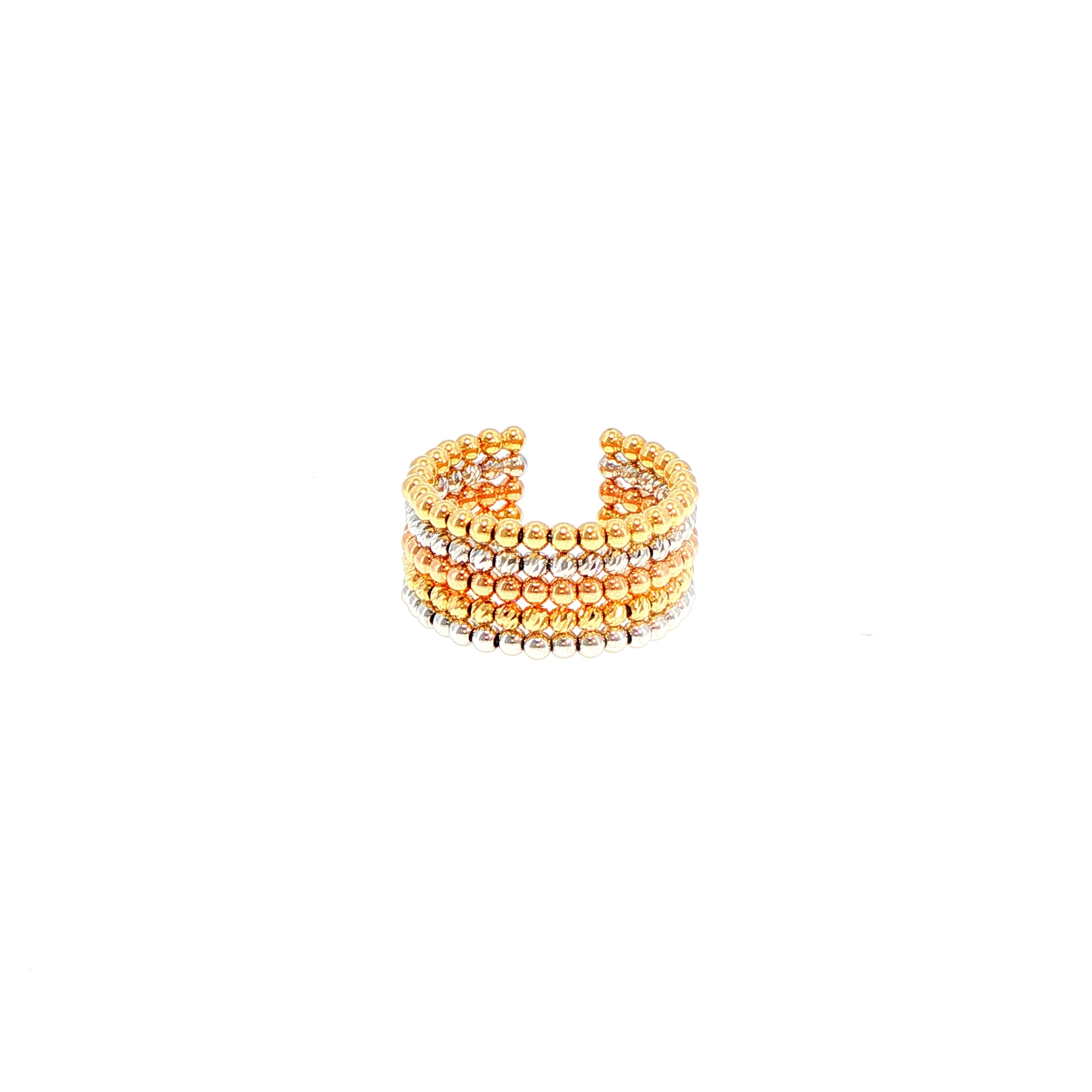 Flexi Magique Perlee - 18ct gold, open back, beaded ring in yellow gold, white gold & rose gold (flexi fit sizes L to U).