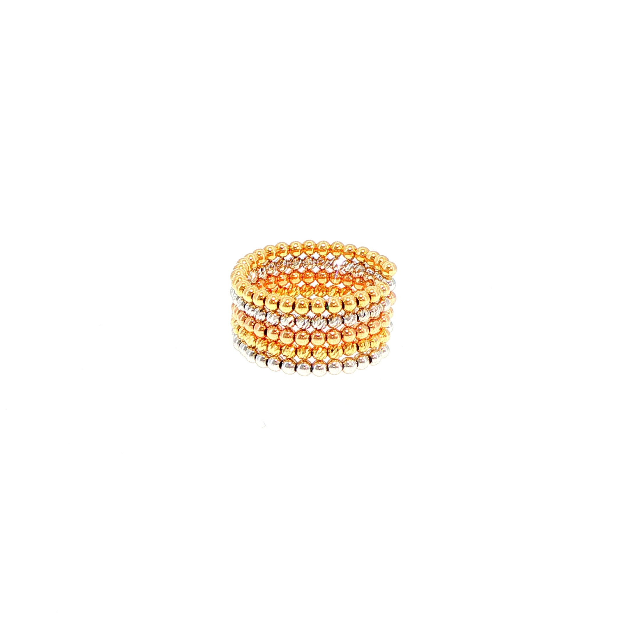 Flexi Magique Perlee - 18ct gold, open back, beaded ring in yellow gold, white gold & rose gold (flexi fit sizes L to U).
