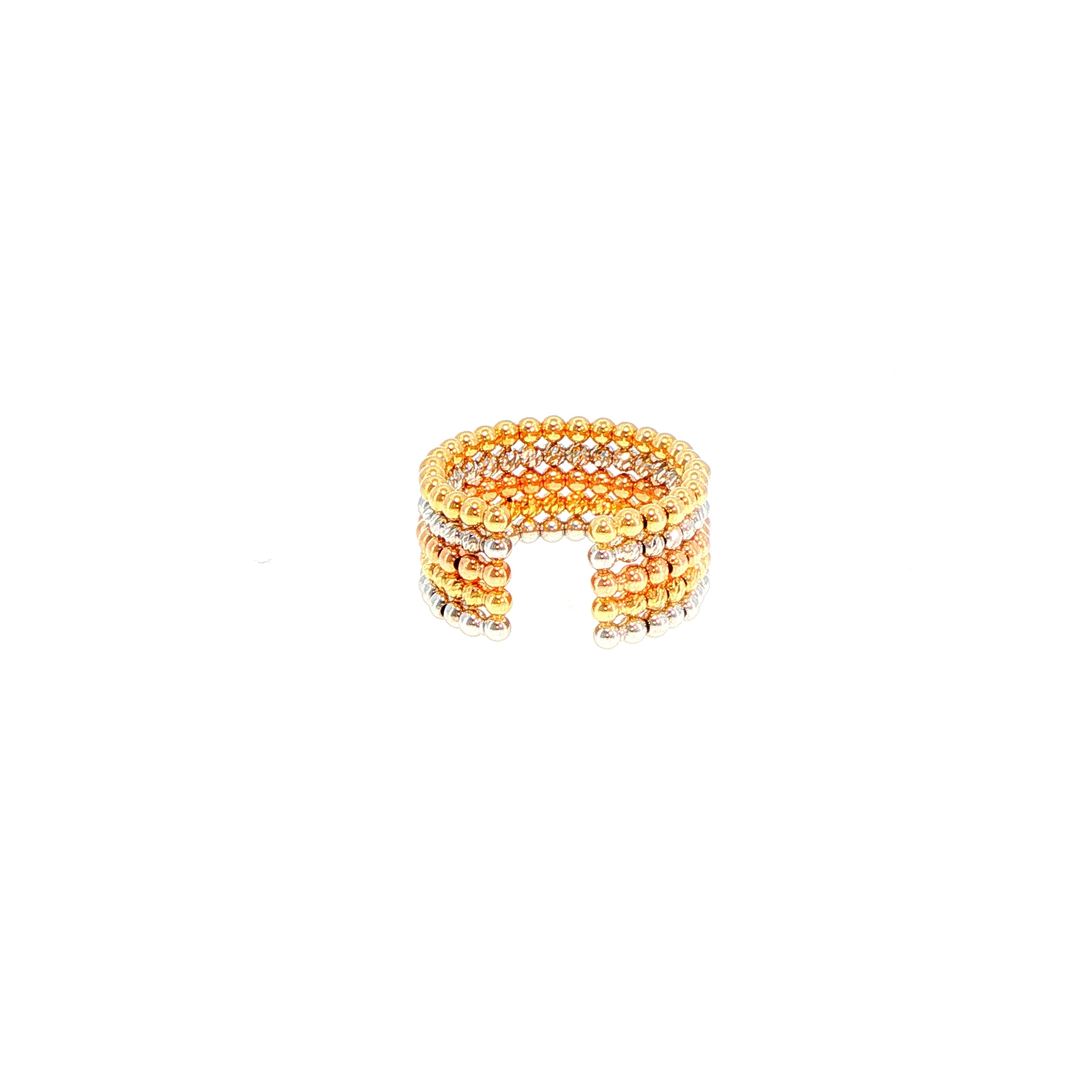 Flexi Magique Perlee - 18ct gold, open back, beaded ring in yellow gold, white gold & rose gold (flexi fit sizes L to U).