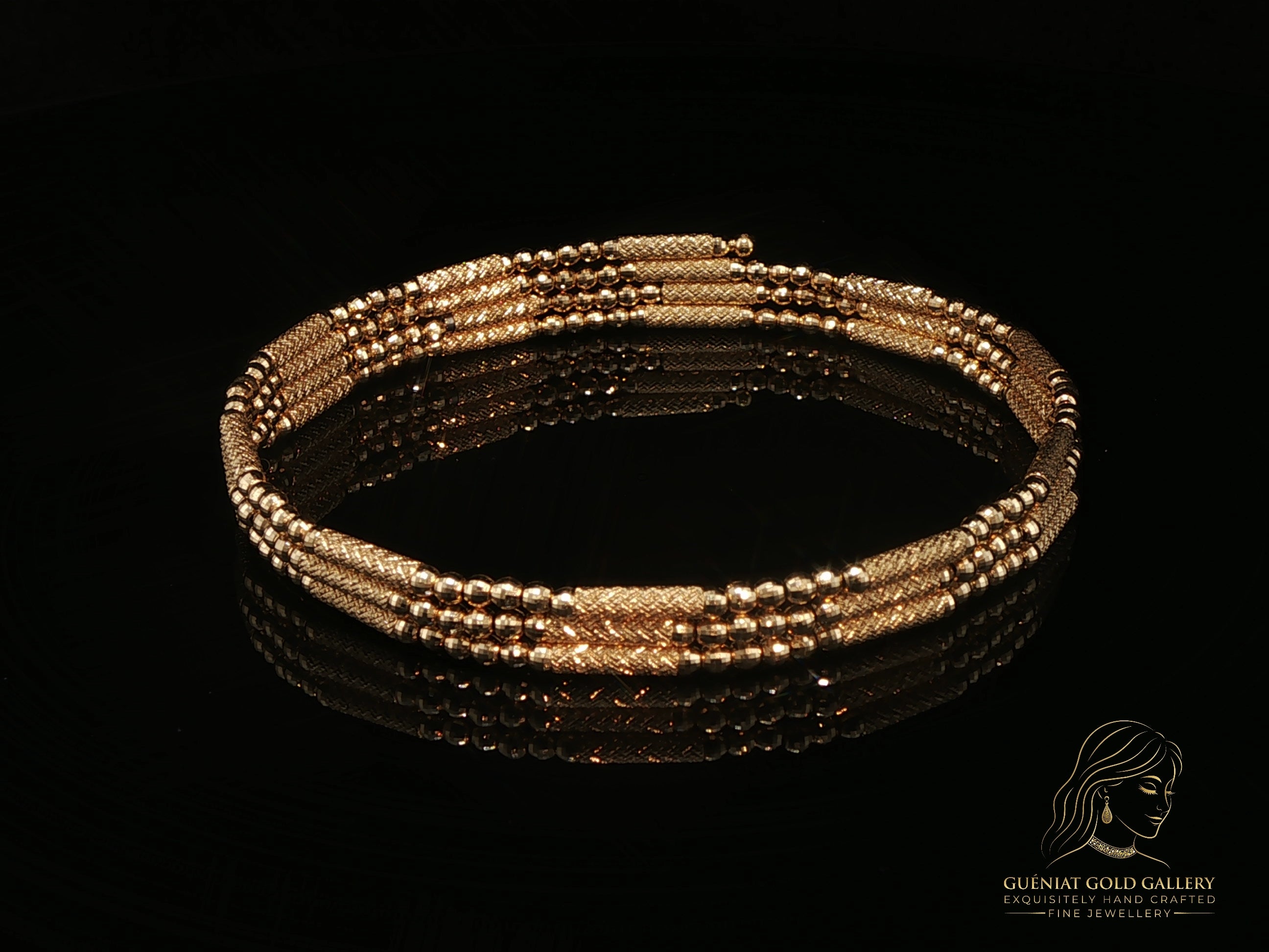 Flexi Magnetique beaded cuff in 18ct yellow gold