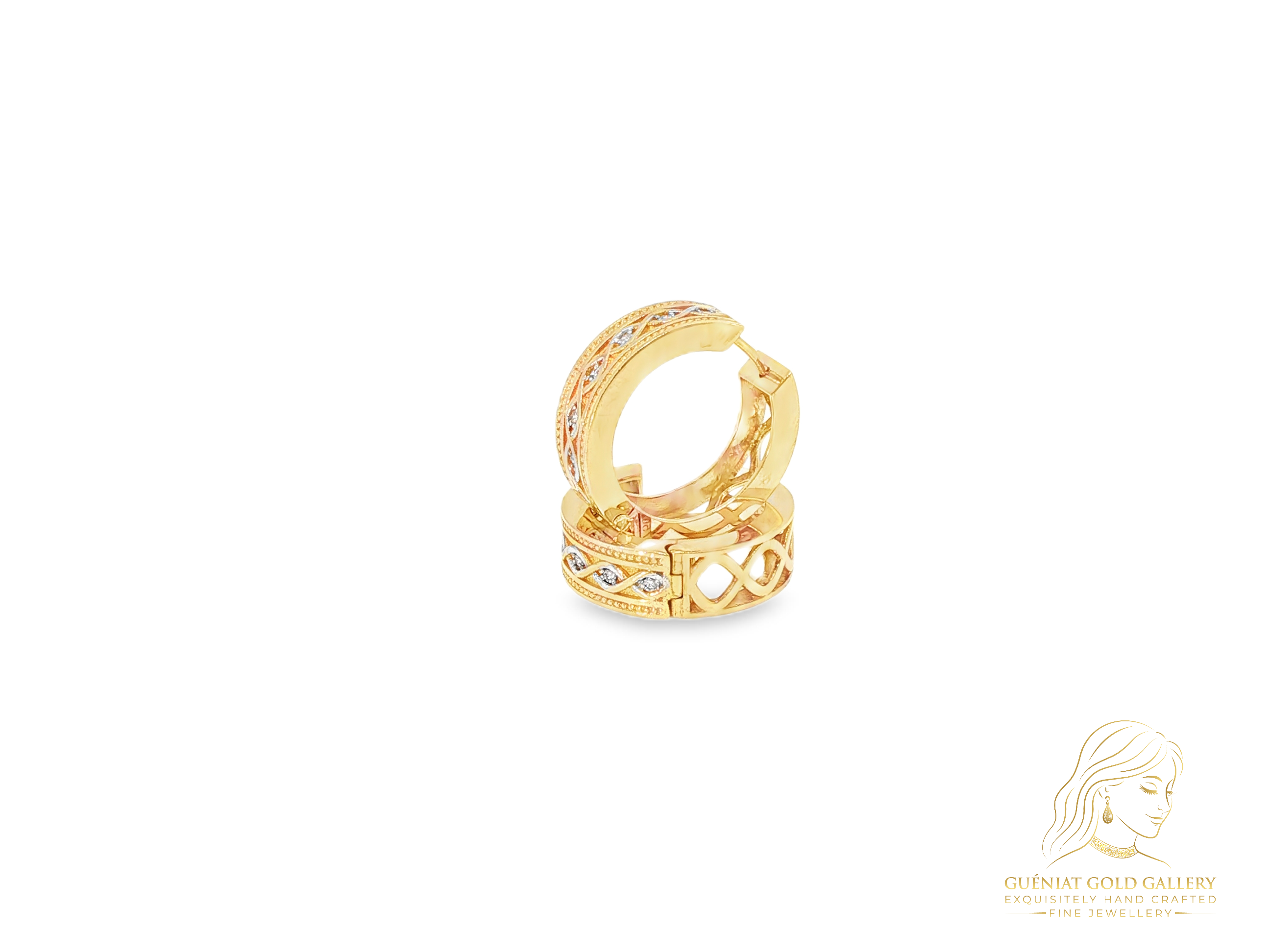 Infinity Lignee Hoop Earrings in 18ct Yellow Gold & Natural Diamonds (customisable).