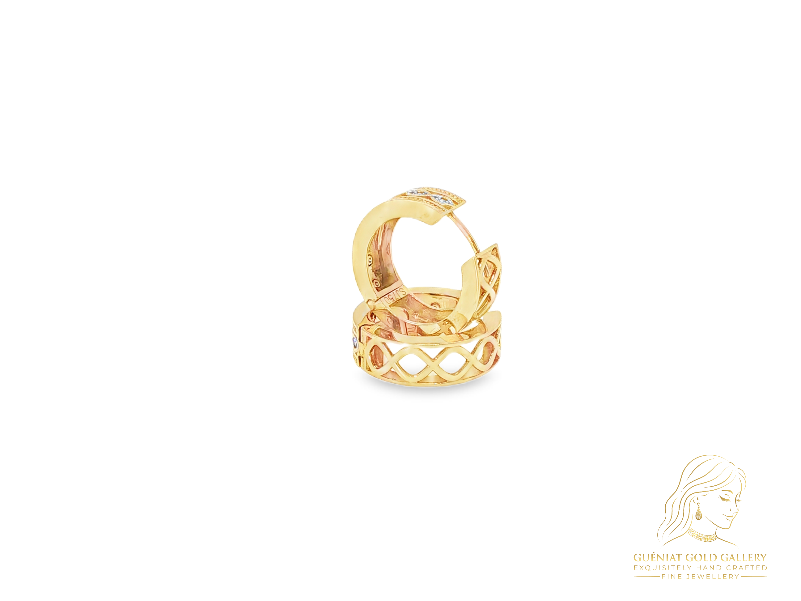 Infinity Lignee Hoop Earrings in 18ct Yellow Gold & Natural Diamonds (customisable).