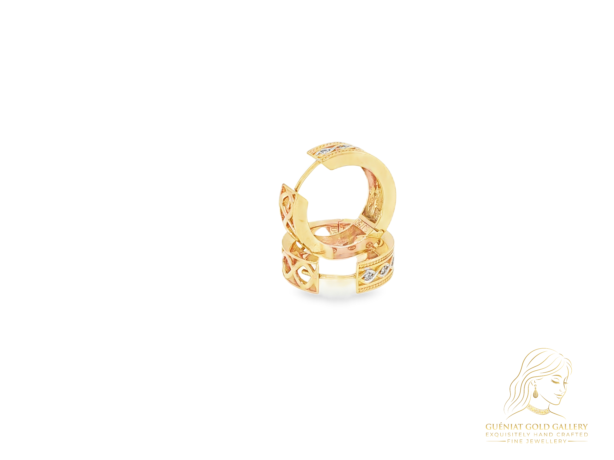 Infinity Lignee Hoop Earrings in 18ct Yellow Gold & Natural Diamonds (customisable).