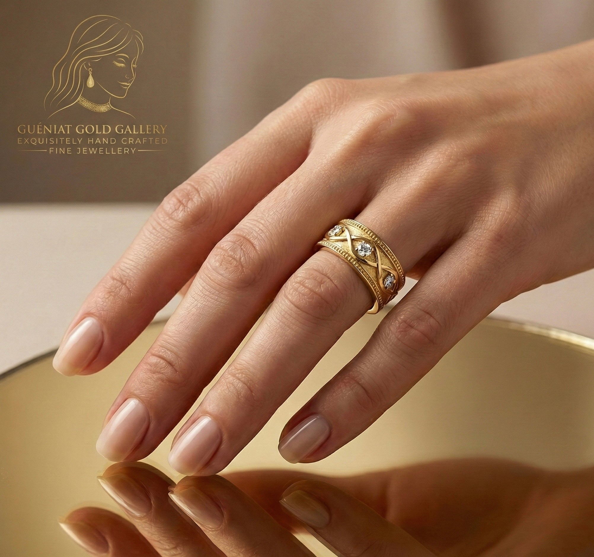 Infinity Lignee Ring in 18ct Yellow Gold & Natural Diamonds (customisable).
